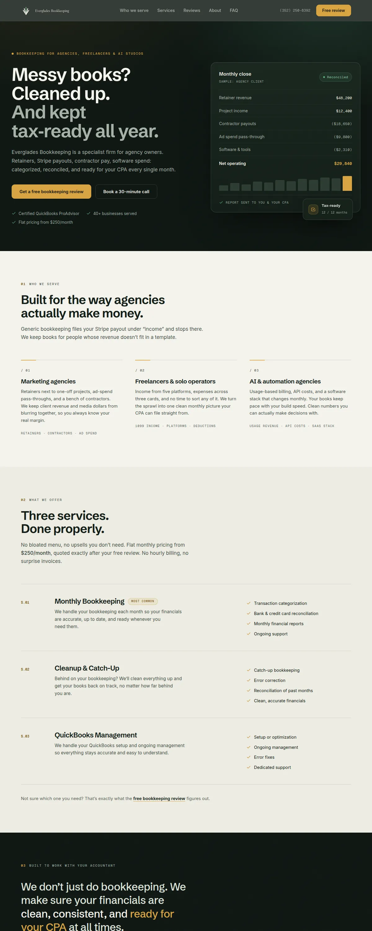 The Everglades Bookkeeping website, built by Sun Coast Digital Media