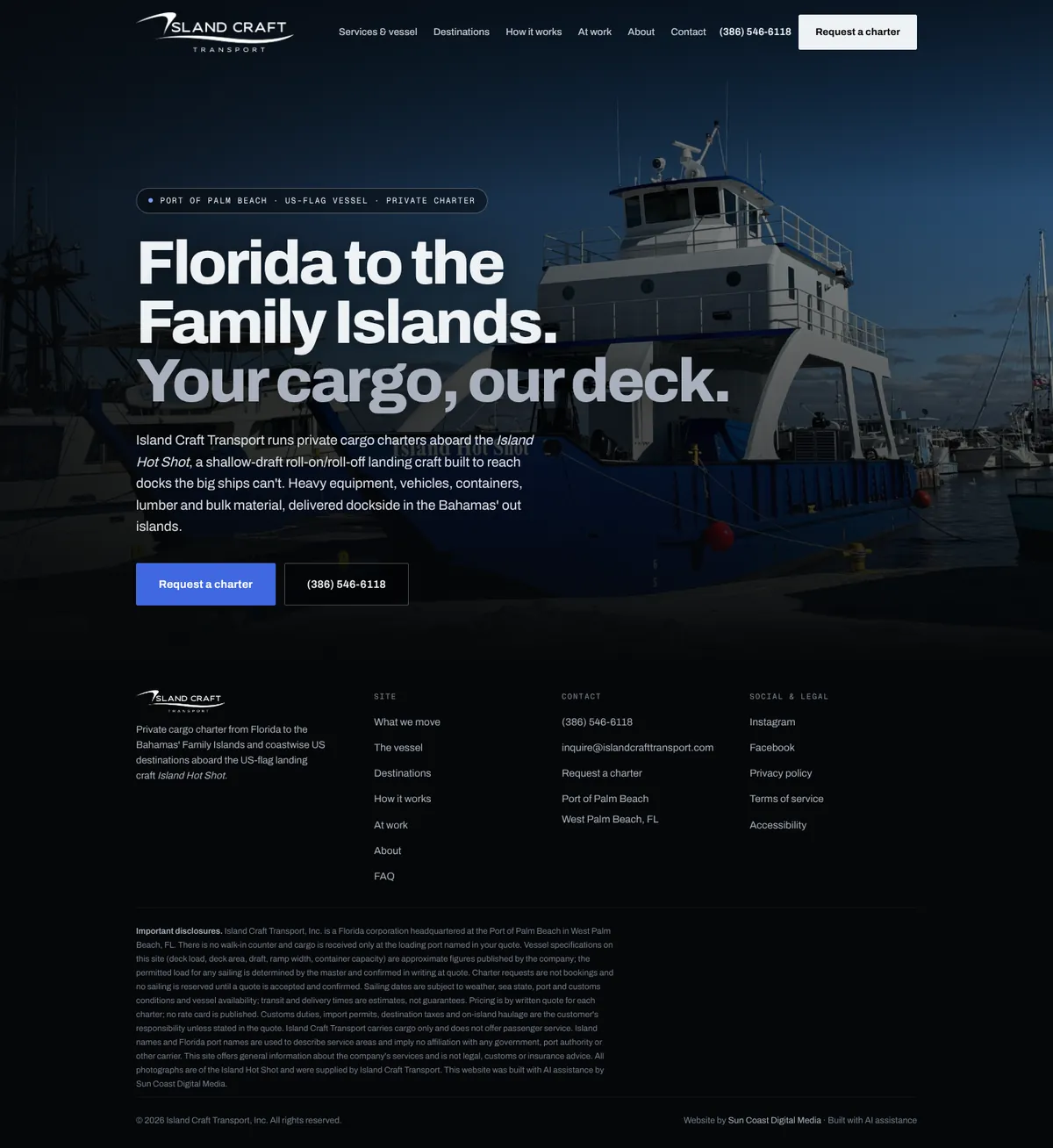 The Island Craft Transport website, built by Sun Coast Digital Media