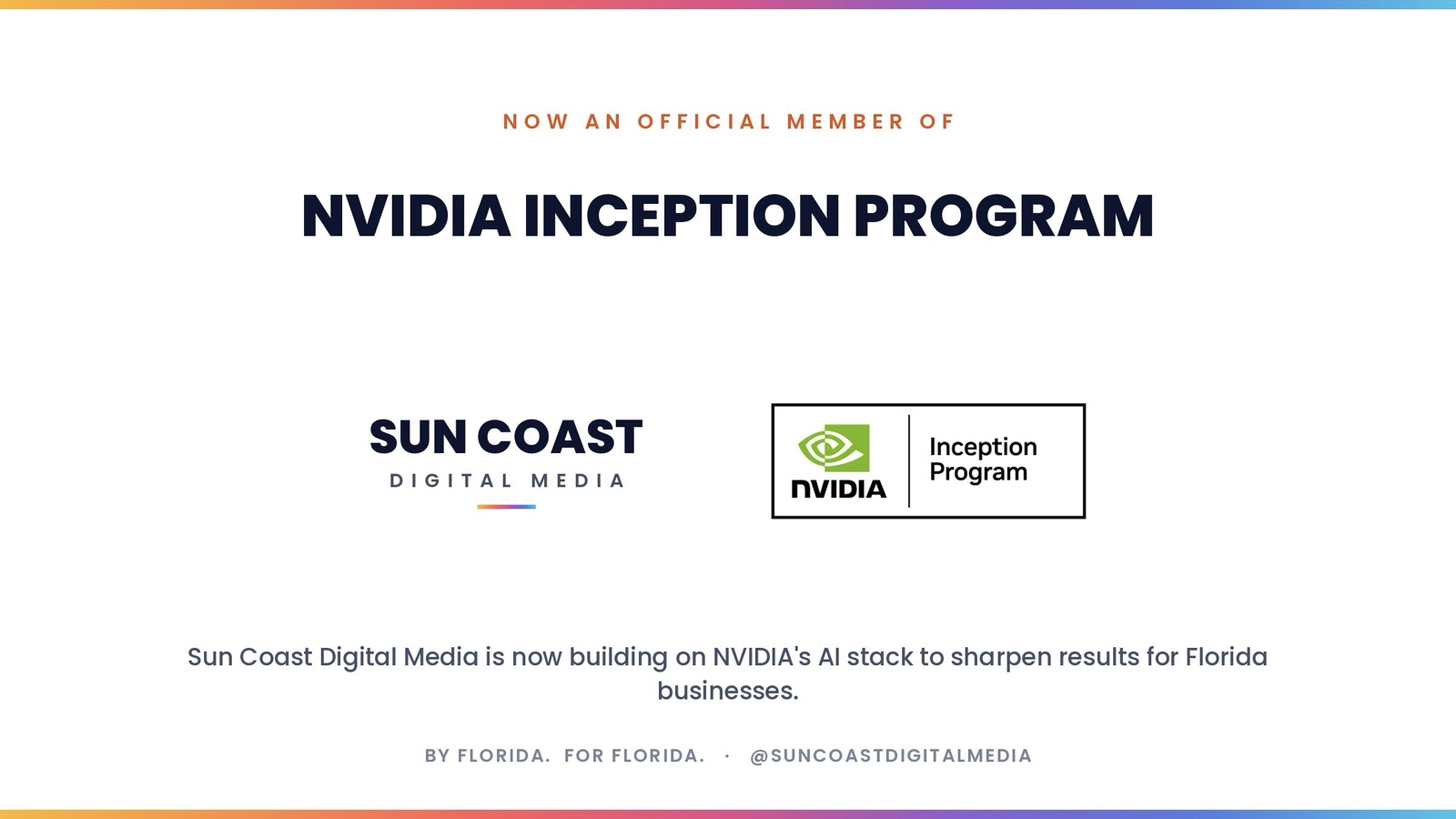 Sun Coast Digital Media — now an official member of the NVIDIA Inception Program